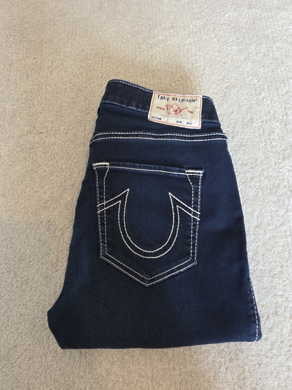 True Religion Women’s Navy Skinny Jeans with Contrast Stitching